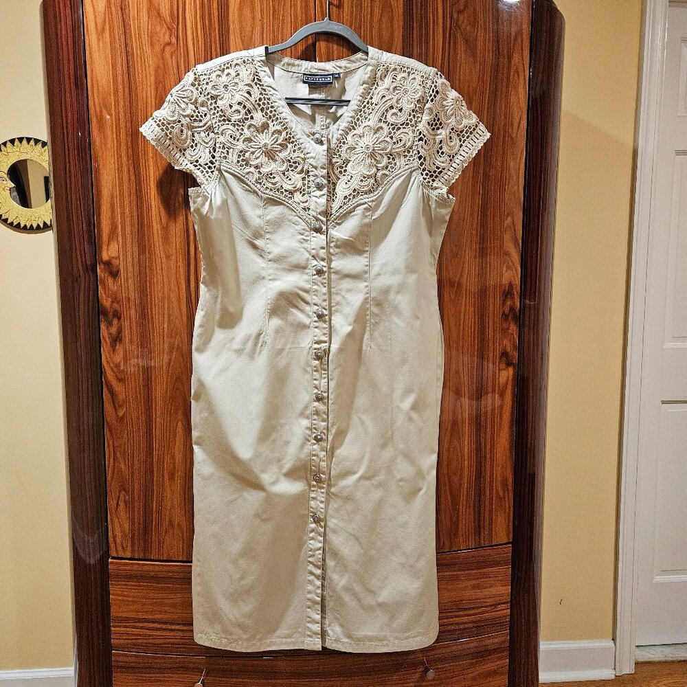 Lafei Star midi sheath button-down dress, size L/XL